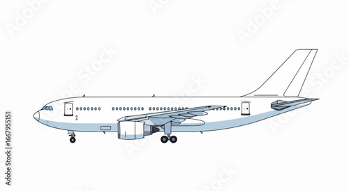 Airbus A318 Airplane Side View Illustration.