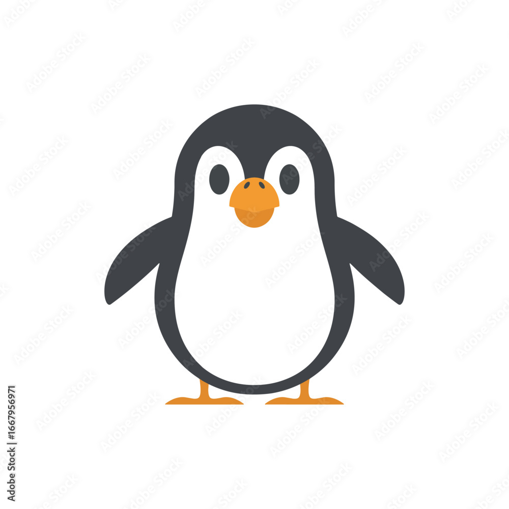 Fototapeta premium Cartoon penguin vector illustration, clipart, line art design on white background. Vector illustration. 