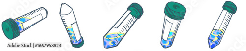 Test Tube with DNA Spiral Illustration PNG for Science Infographic and Presentation
