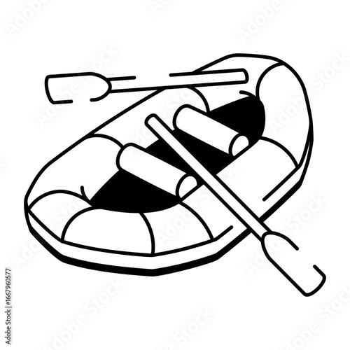 A doodle style icon representing rafting

