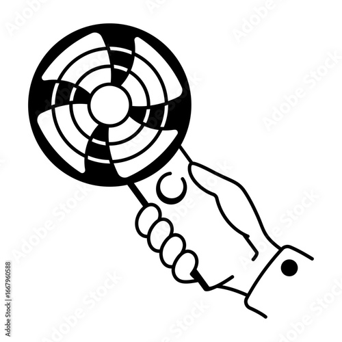 A drawing style icon denoting a portable fan
