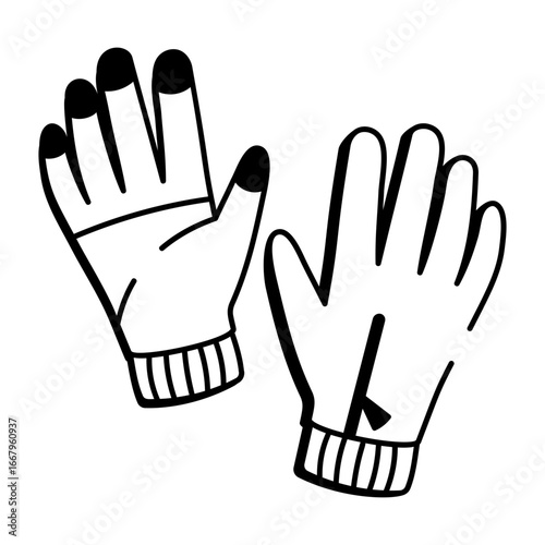 A drawing style icon showing gloves
