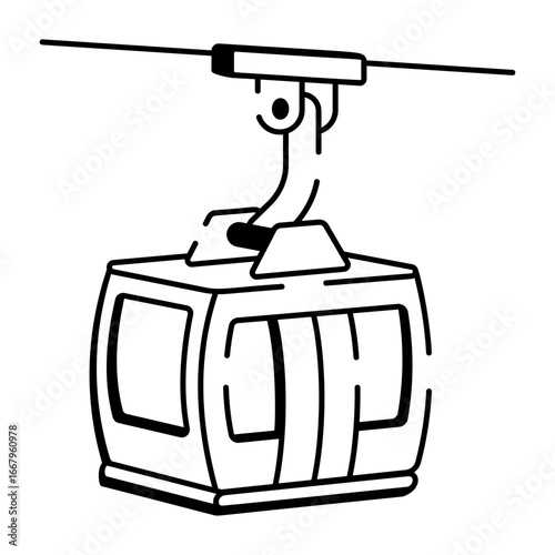 A drawing style icon showing a cable car
