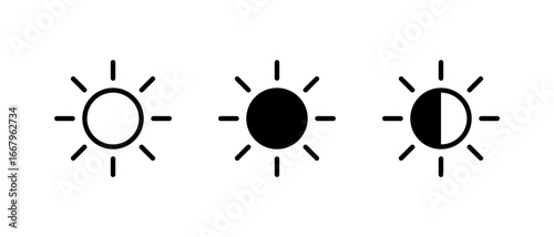 Daylight and brightness icon collection. Light and contrast symbol