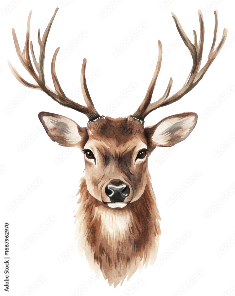 Fototapeta premium PNG Reindeer illustration watercolor wildlife.