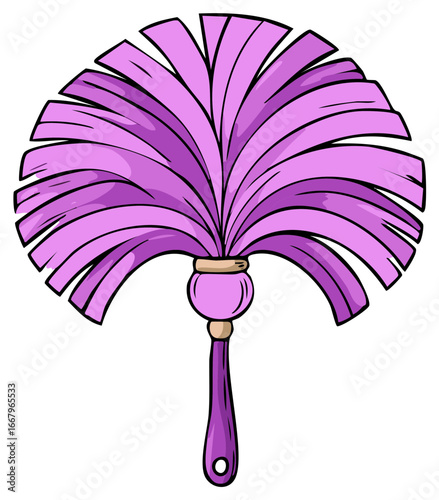 Purple mop cartoon vector illustration, cleaning tool object for housework