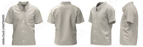 Obraz na plátně Realistic 3D rendering of a short sleeve button-up shirt design