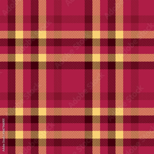 Domestic texture check pattern, order seamless tartan vector. Celtic fabric plaid background textile in red and dark colors.