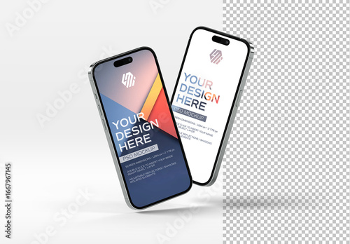 Two Isolated Smartphones With Shadows Mockup