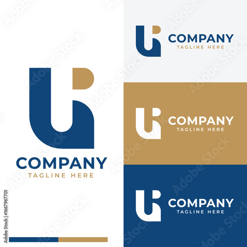 bold U with hidden R logo symbol icon flat stock vector design