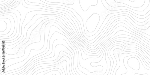 Geography landscape Topo contour map on white background, Topographic contour lines. Seamless pattern with lines Topographic map. Geographic mountain relief diagram line wave carve pattern. 