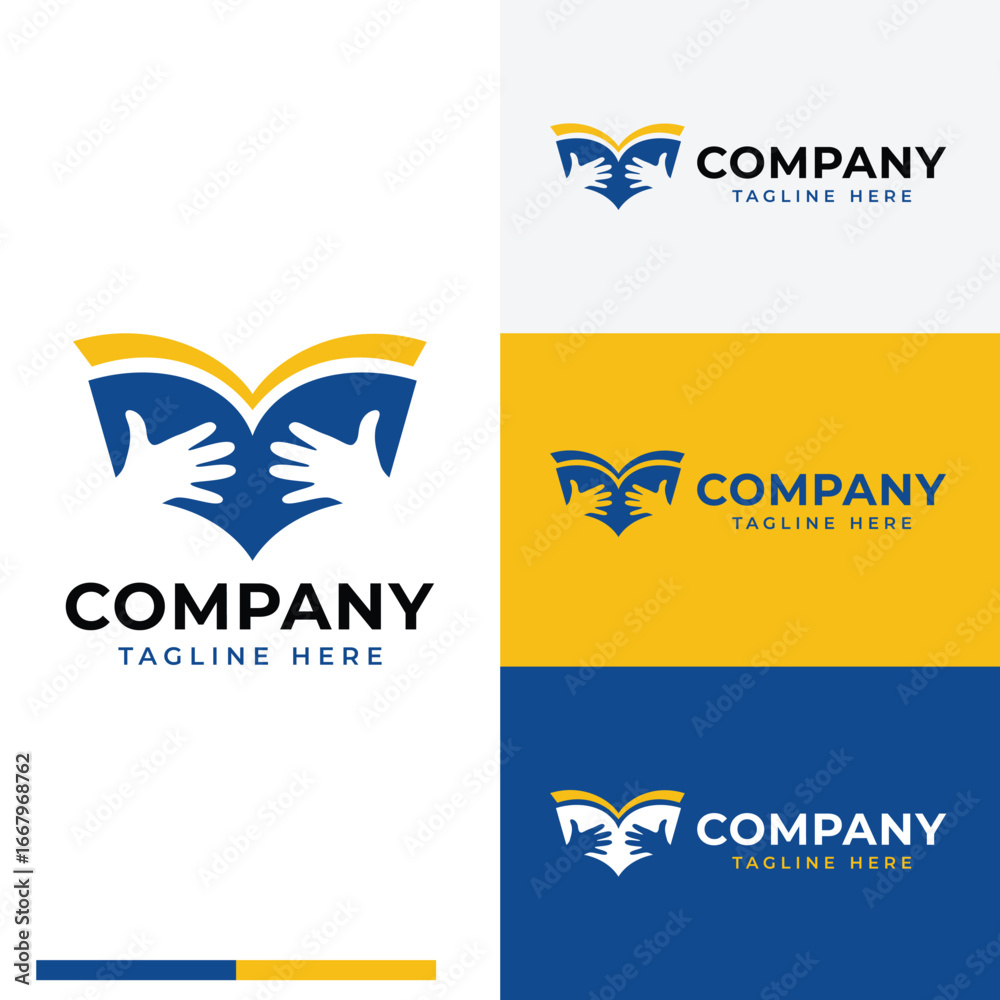 Obraz premium Iconic pen the book with hidden hand carrying logo symbol icon flat stock vector design