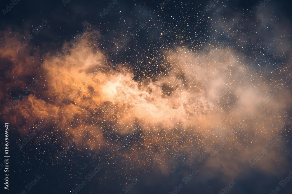 Naklejka premium Dramatic Fireworks Display Against Dark Clouds