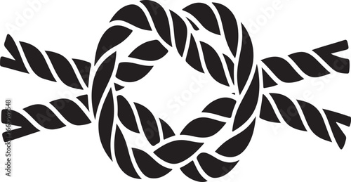 Black illustration of a nautical knot isolated on white background