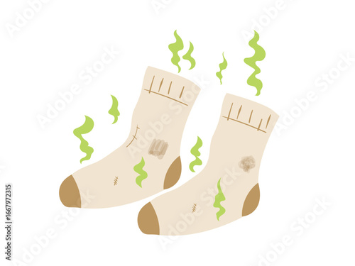 Socks have bad smelly and unclean, dirty sock