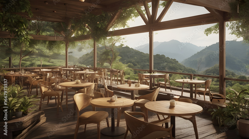 Fototapeta premium A cafe with a beautiful view