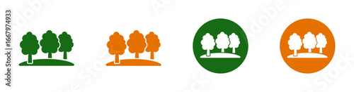 Forest icon represents trees, nature, ecology, plants and landscape. Solid icon.