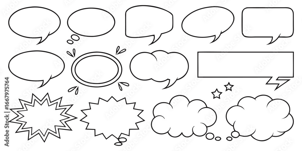 Obraz premium Speech bubble collection. Set of speech bubble. Speech bubble comic. Line art speech bubbles. speech bubble comic signs. 