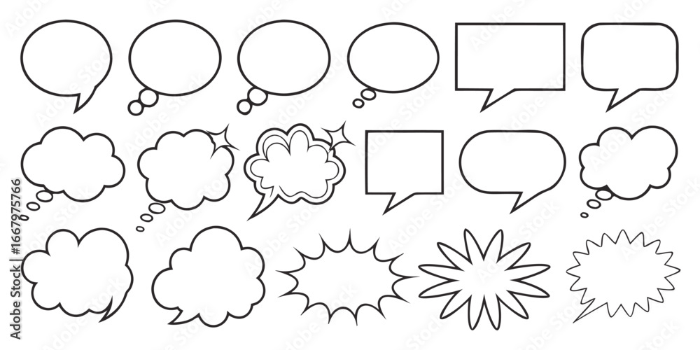 Fototapeta premium Speech bubble collection. Set of speech bubble. Speech bubble comic. Line art speech bubbles. speech bubble comic signs.