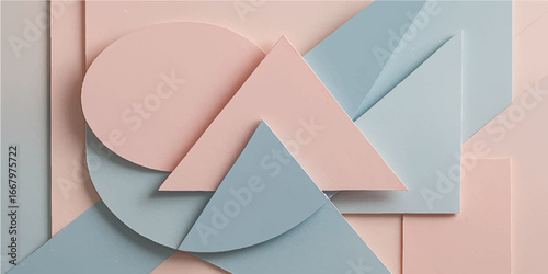 Pink abstract vector illustration of a blank opened paper envelope for a postal message, with an origami-like design