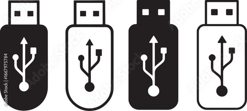 USB Flash Drive Icon – Vector Symbol on Transparent Background