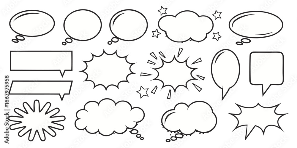 Fototapeta premium Speech bubble collection. Set of speech bubble. Speech bubble comic. Line art speech bubbles. speech bubble comic signs.