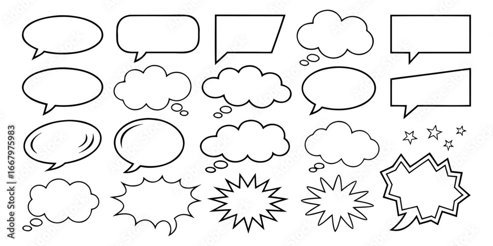 Obraz premium Speech bubble collection. Set of speech bubble. Speech bubble comic. Line art speech bubbles. speech bubble comic signs. 