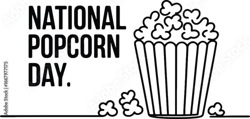National Popcorn Day Celebration with a Classic Popcorn Bucket Illustration