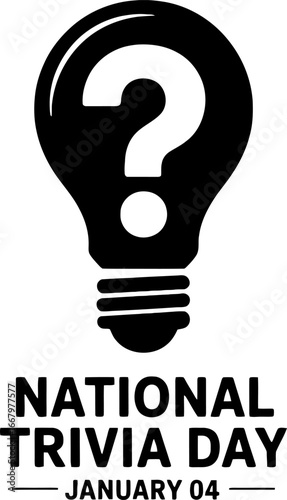 National Trivia Day January 4th Lightbulb with Question Mark Graphic