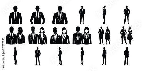Business People Silhouettes Set Diverse Team and Individuals silhouette