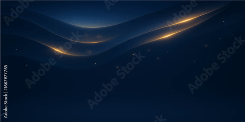 Abstract digital art with glowing stars and waves of light creating a motion background