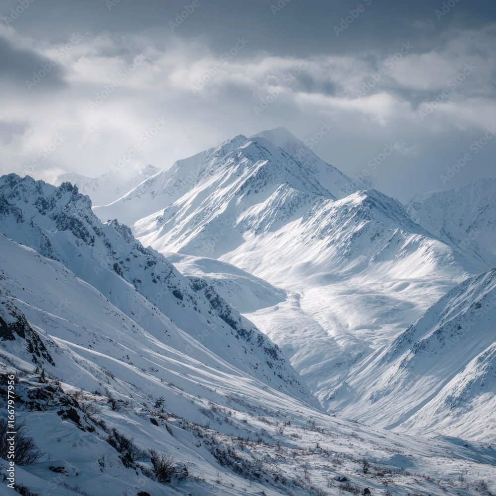 Fototapeta premium white snow mountain landscape Alaska