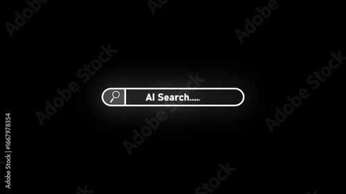 Ai search engine artificial intelligence search bar technology concept animation .AI Search Interface and Smart Technology Concept 4k animated. A person interacts with AI search bar .