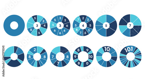 Modern circular charts showcase data segmentation and progress for business insights