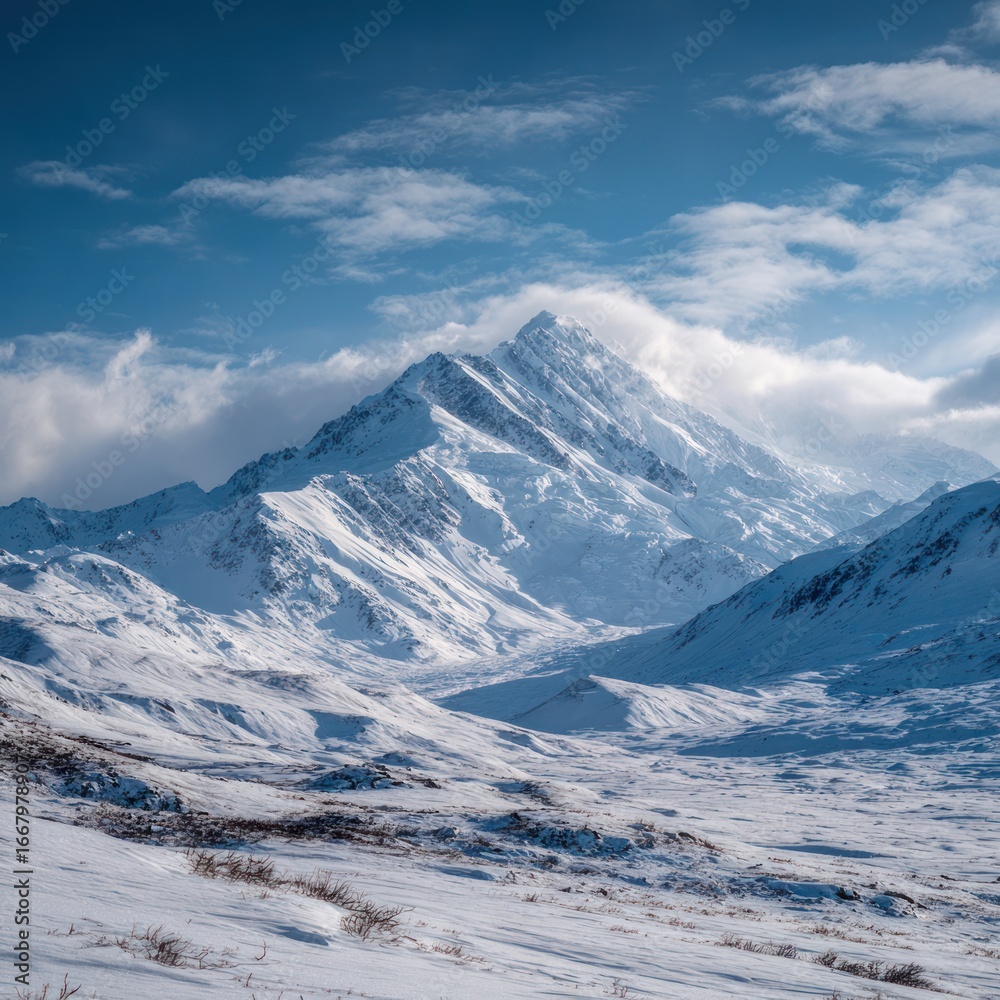 Fototapeta premium white snow mountain landscape Alaska