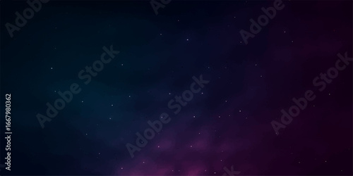 An abstract blue space background with bright stars and a swirling nebula in the night sky