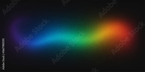 Vibrant motion of glowing colorful lights on a dark abstract background with a blue light ray