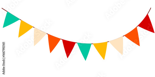 Festive flag garland vector illustration. Retro bunting in simple flat style, isolated on white background.