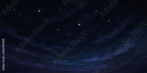 Abstract dark blue space nebula with a vibrant starry night sky and a cosmic bright starfield