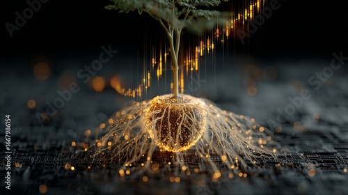 A powerful metaphor for investment, financial growth, and nurturing a startup. This image beautifully combines natural and technological elements to represent growth in the digital age. 