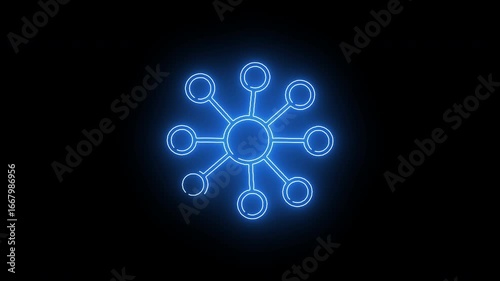 Wallpaper Mural Futuristic neon glowing network hub icon showing connection, collaboration, and digital communication system Torontodigital.ca