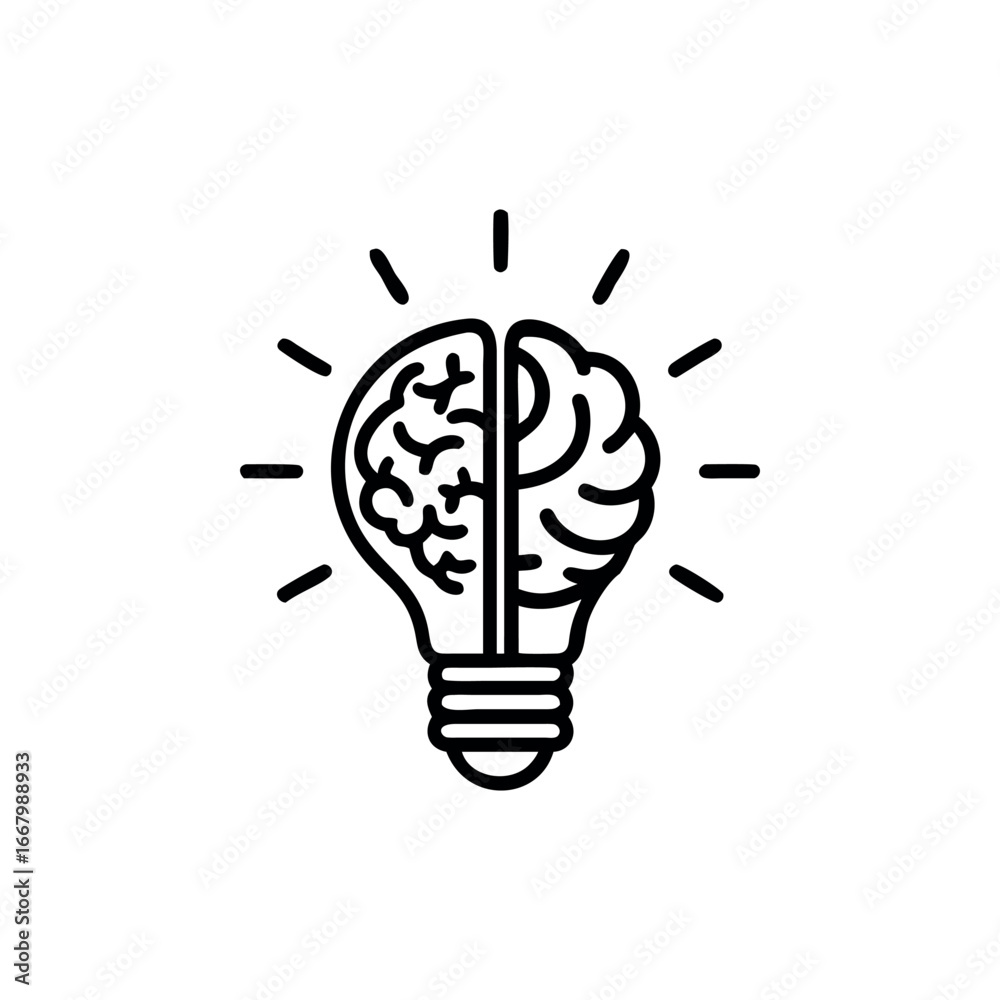 Fototapeta premium Creative Idea Lightbulb with Brain