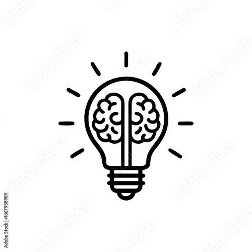 Creative Idea Lightbulb with Brain