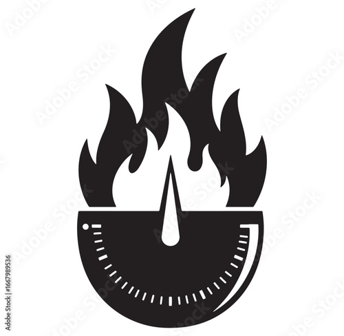 Black and white hot temperature gauge illustrating high heat and overheating