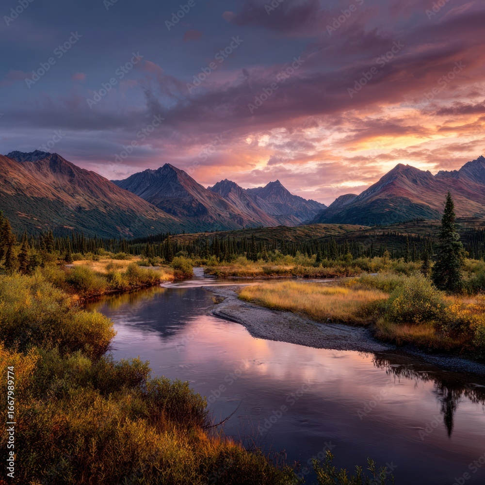 Obraz premium wide angle Alaska wilderness wallpaper