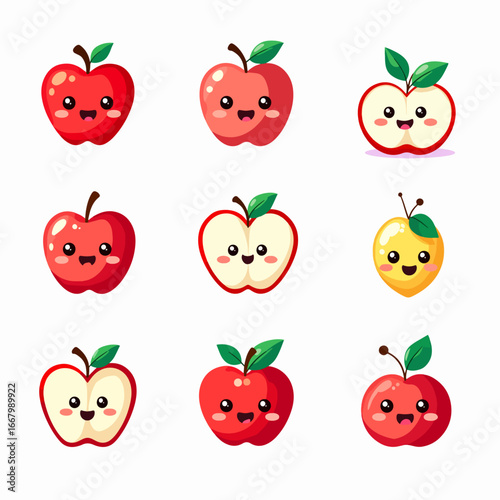 set of funny cartoon fruits