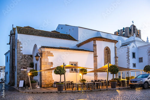 Street cafe in downtown of Faro, Algarve, Portugal