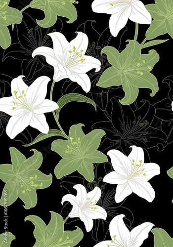 White lilies on a dark background