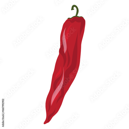 Red chili pepper vegetable vector, Spicy chili illustration, Hot pepper ingredient design
