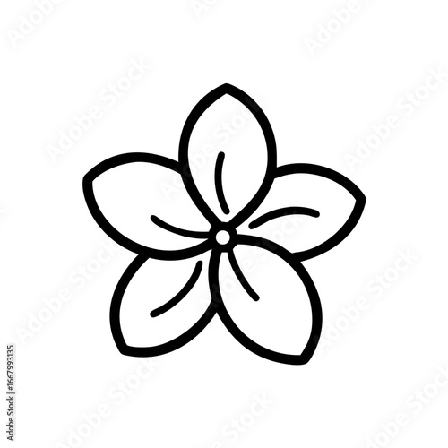 A simple outline of a flower with five petals, perfect for design and illustration. The image conveys a sense of elegance and natural beauty.